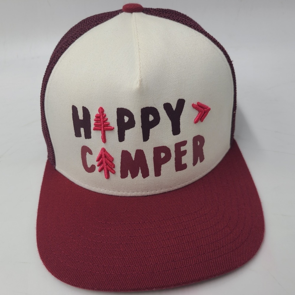 Outdoor Research Hat Snapback Trucker Mesh Happy Camper Wool Blend OR White Red